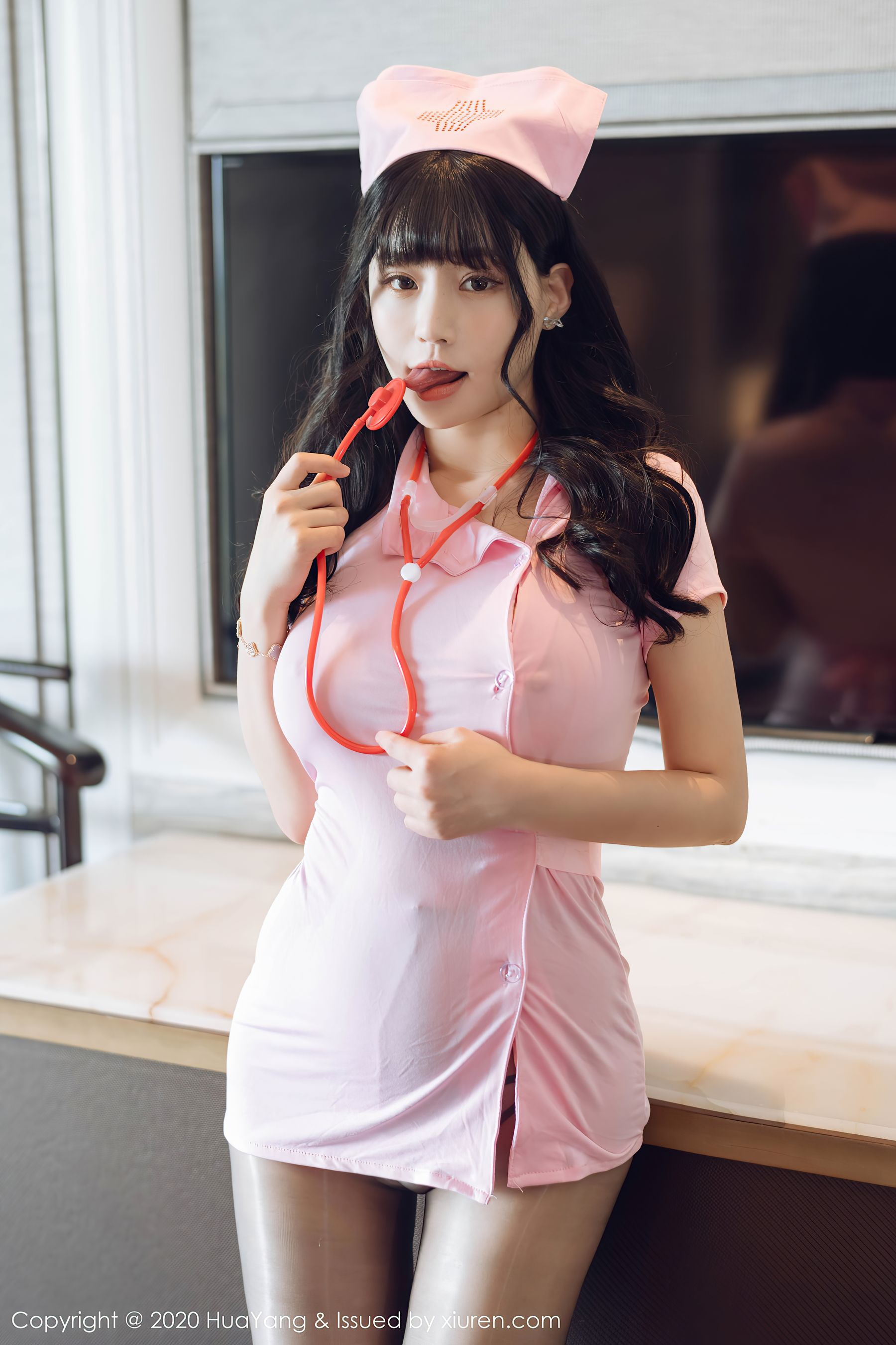 [花漾HuaYang] Vol.302 朱可儿Flower – 粉色的护士制服系列-芒果图库